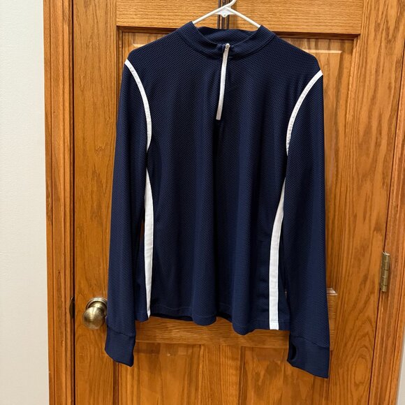 Tory Sport Reflective-Stripe Quarter-Zip Pullover Color: Tory Navy Size: XL - Picture 2 of 4